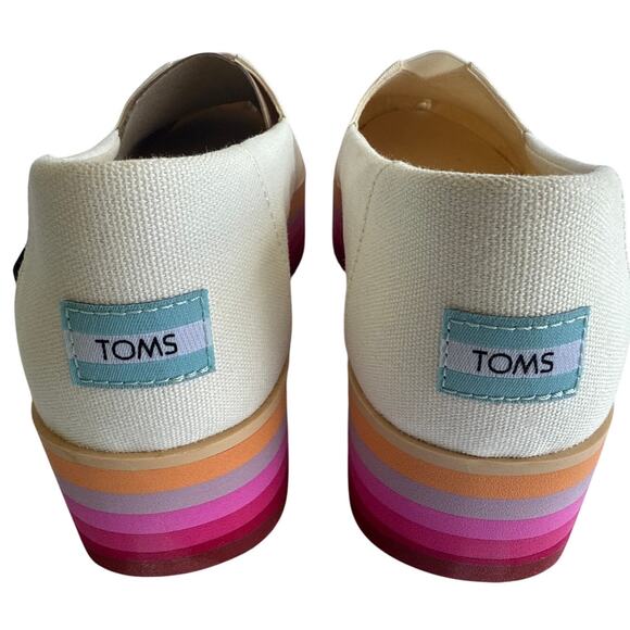 TOMS Alpargata Platform Espadrille Rainbow Canvas Womens Size 12 - Picture 5 of 11